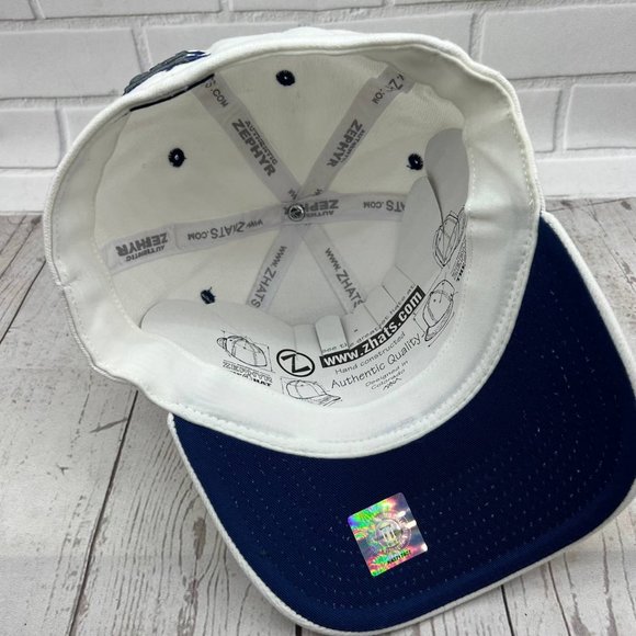 Vintage Duke Blue Devils NCAA M/L Zephyr Hat Stretch Fitted Cap White New Men - Picture 4 of 7